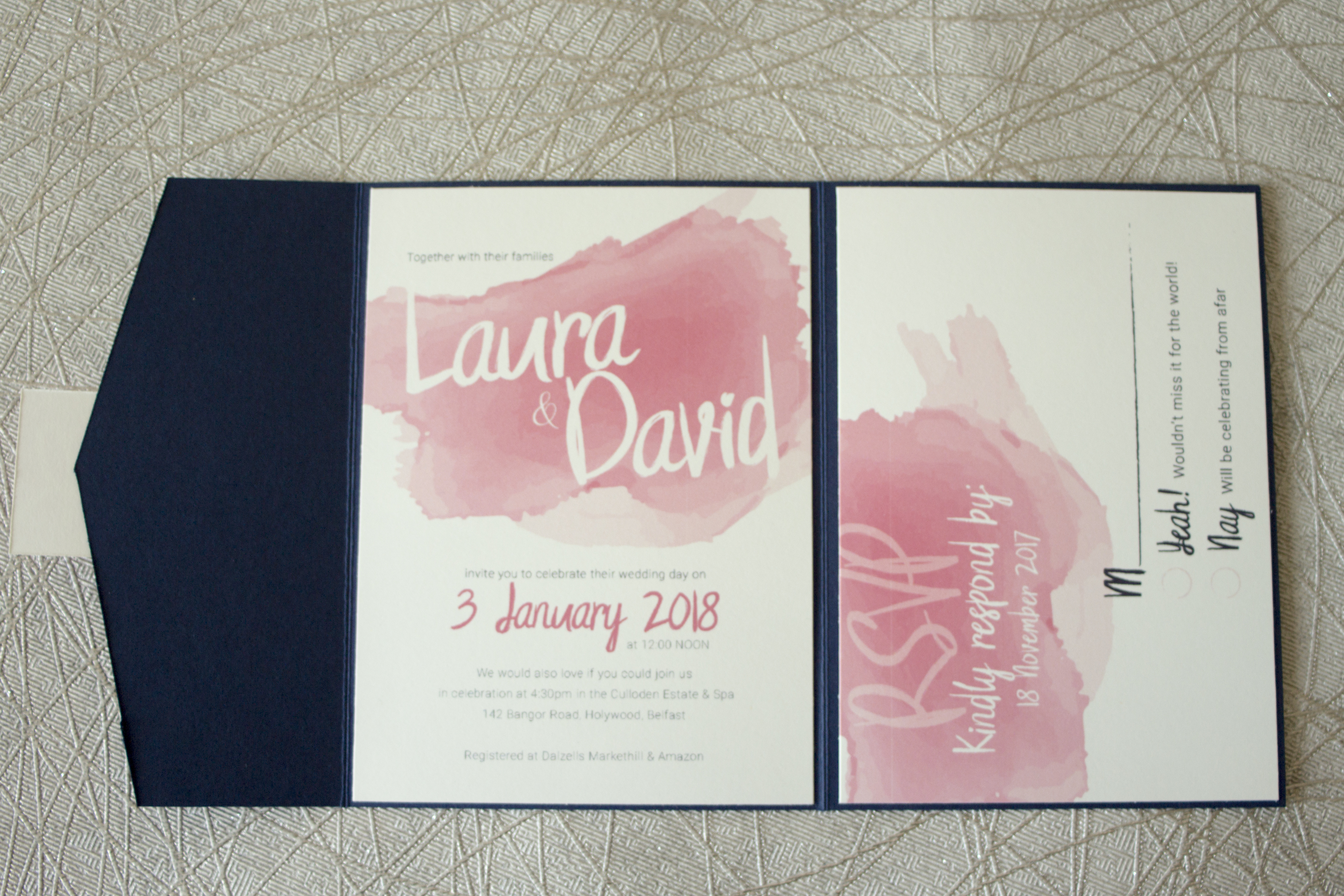 Sample wedding of Laura & David - main invite 2